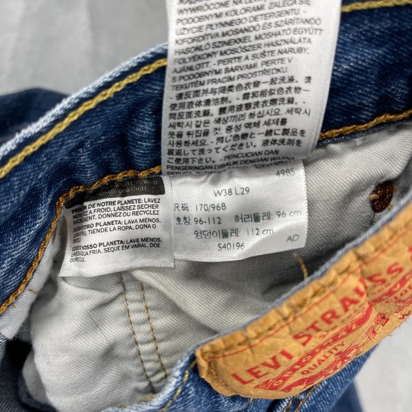 Levi's 501 Jeans Mens 38x29 Blue Denim Medium Wash Mid Rise Straight Leg - Picture 7 of 10